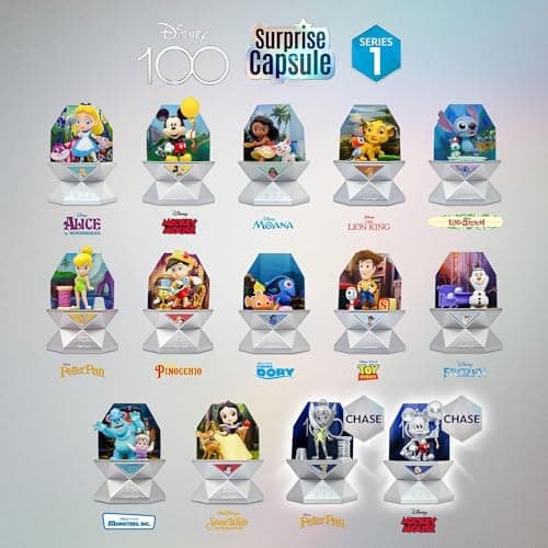 YuMe Disney 100 Series Mystery Capsule Blind Box for Kids with Surprise Characters Figurines Toys 2 Pack  
YuMe Disney 1