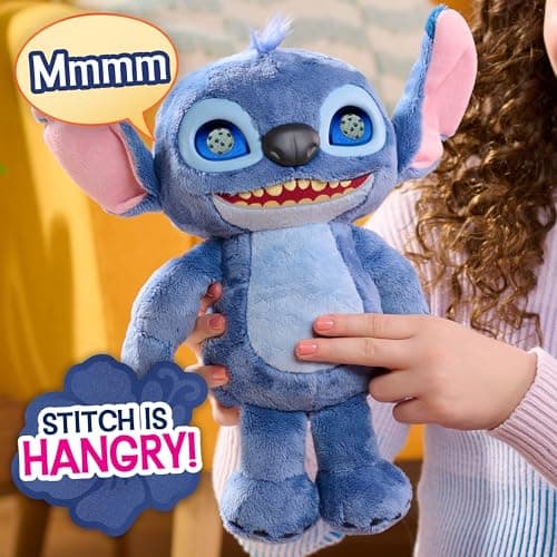 Just Play Disney Stitch Many Moods Interactive Plush for Kids & Fans, 14-inch, 50+ Sounds & Phrases, LCD Eyes