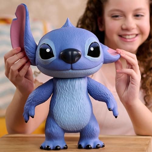 Disney Stitch Live-Action Larger Than Life 14-inch Vinyl Figure for Kids Ages 3+, Poseable Figurine, Inspired by New Lil