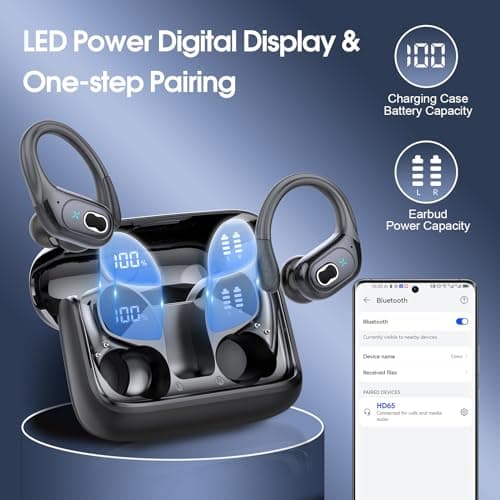 Wireless Earbuds with 75hrs Bluetooth 5.4 for Workout and Running
| Sport Bluetooth Earbuds with Noise Cancelling Mic f
