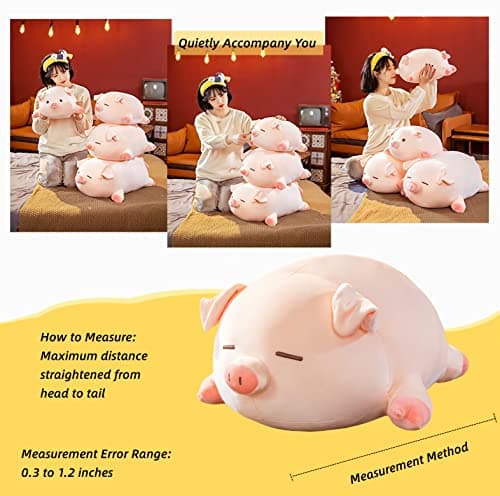 Kawaii Soft Pig Plush Pillow - Adorable Cuddle Toy for Kids and Adults (Squint, 15.7in)  
Kawaii Soft Pig Hugging Pillow