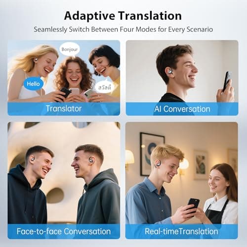 MINISO X33 AI Translation Earbuds for Travelers, Learners & Business Professionals, 135 Language Translator Open Ear Wir