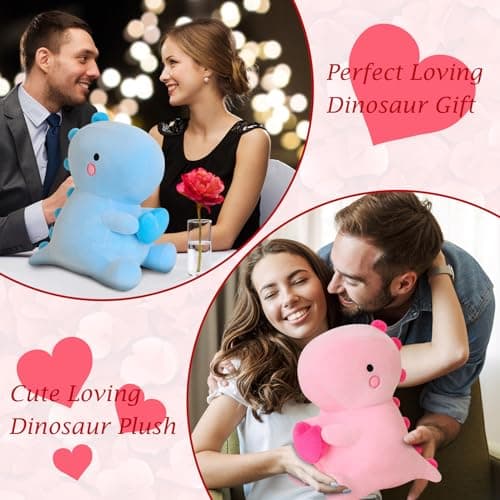 SQEQE Dinosaur Stuffed Animal for Her Boys Girls Girlfriend, Valentine Day Sweet Romantic Anniversary Birthday Gift(Pink