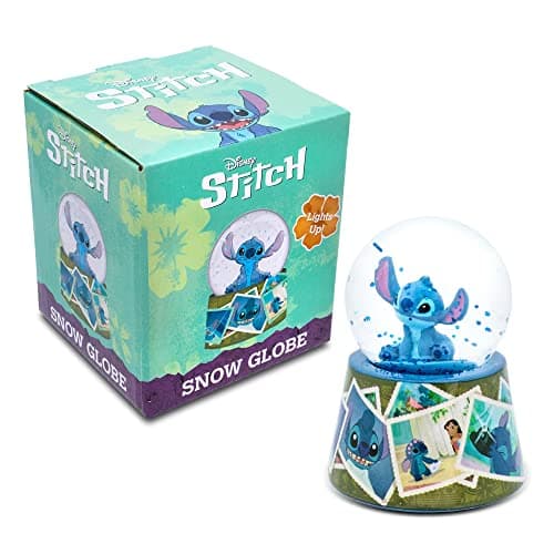 Disney Lilo & Stitch Vintage Photos Mini Light-Up Snow Globe for Adults | Glitter | 3 Inches