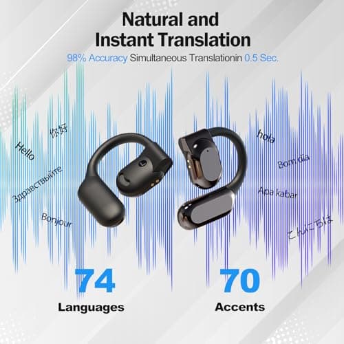 AI Translator Earbuds Real-Time for Travelers - 3-in-1 Language Translation Earbuds with 144 Languages, HD Sound, Long B