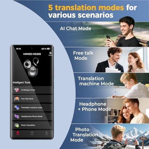 MINISO MS206 AI Translation Earbuds for Travel, Business, and Learning  
MINISO MS206 AI Translation Earbuds for iPhone