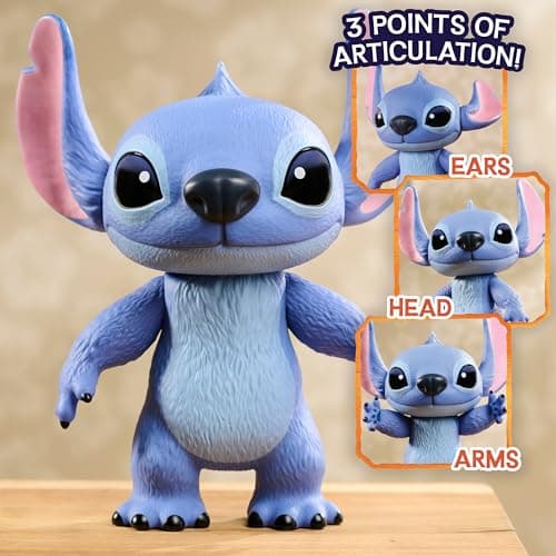 Disney Stitch Live-Action Larger Than Life 14-inch Vinyl Figure for Kids Ages 3+, Poseable Figurine, Inspired by New Lil
