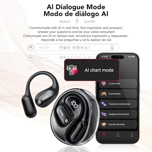 MINISO MS190 AI Translation Earbuds Real Time, 135 Language Translator Earbuds with APP, Open Ear OWS Translating Headph