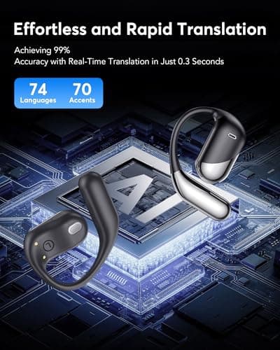 AI Translator Earbuds for Real-Time 144 Languages & Accents, iOS & Android Compatible, Spanish/English Audífonos Traduct