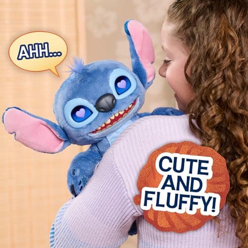 Just Play Disney Stitch Many Moods Interactive Plush for Kids & Fans, 14-inch, 50+ Sounds & Phrases, LCD Eyes