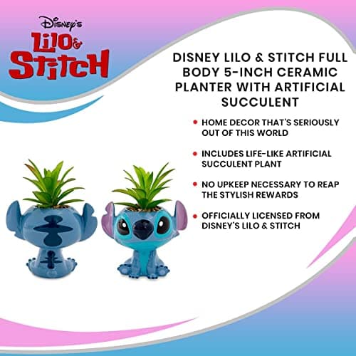 Toynk Disney Lilo & Stitch Full Body 5-Inch Ceramic Planter for Garden Décor  
Toynk Disney Lilo & Stitch Full Body 5-In
