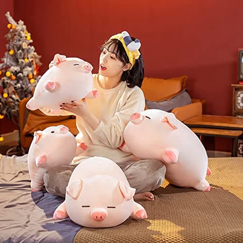 Kawaii Soft Pig Plush Pillow - Adorable Cuddle Toy for Kids and Adults (Squint, 15.7in)  
Kawaii Soft Pig Hugging Pillow