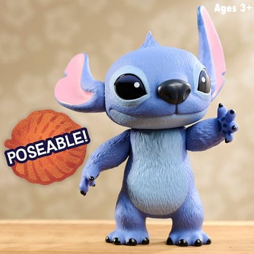 Disney Stitch Live-Action Larger Than Life 14-inch Vinyl Figure for Kids Ages 3+, Poseable Figurine, Inspired by New Lil