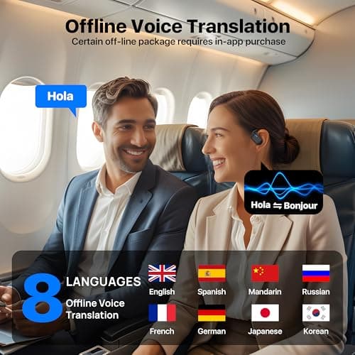 OWS Real-Time Translation Earbuds for Travel Business Learning, Black - 144 Languages & Accents Support
