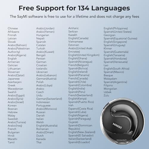MINISO X15 Pro AI Translation Earbuds Real Time 135 Language Translator Fit iOS & Android for Travel Business Learning