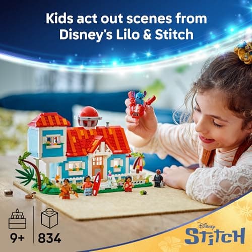 LEGO Disney Lilo and Stitch Beach House Toy for Kids 9+ - Building Playset with 5 Minifigures | Ideal Gift for Lilo & St