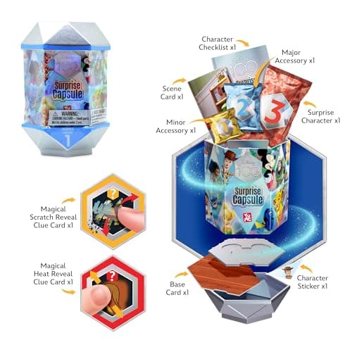 YuMe Disney 100 Series Mystery Capsule Blind Box for Kids with Surprise Characters Figurines Toys 2 Pack  
YuMe Disney 1