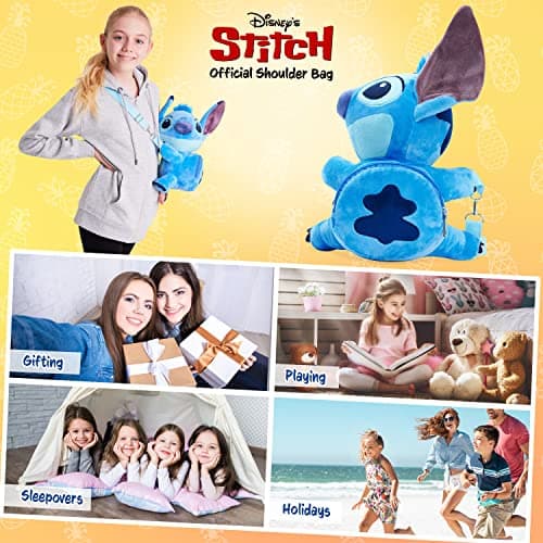Disney Stitch Shoulder Bags for Women TeenagersReusable Minnie Mouse Handbag 3D Crossbody Bag Folding Gifts