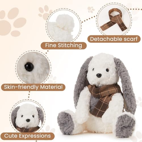 MINISO Ultra-Soft Bunny Rabbit Stuffed Animal with Scarf Set for Kids Boys Girls Halloween Party