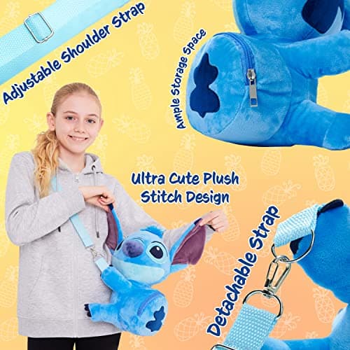Disney Stitch Shoulder Bags for Women TeenagersReusable Minnie Mouse Handbag 3D Crossbody Bag Folding Gifts
