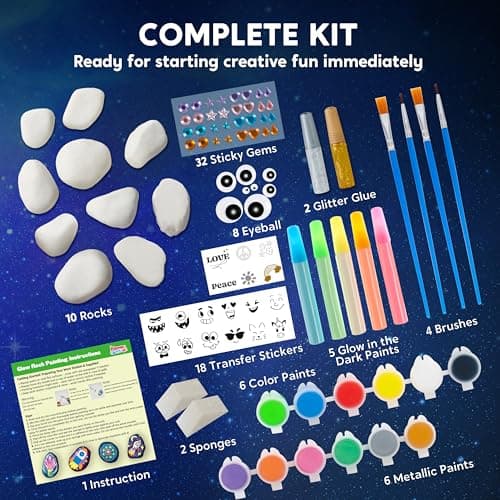 JOYIN Glow in The Dark Rock Painting Kit for Kids Ages 6-12