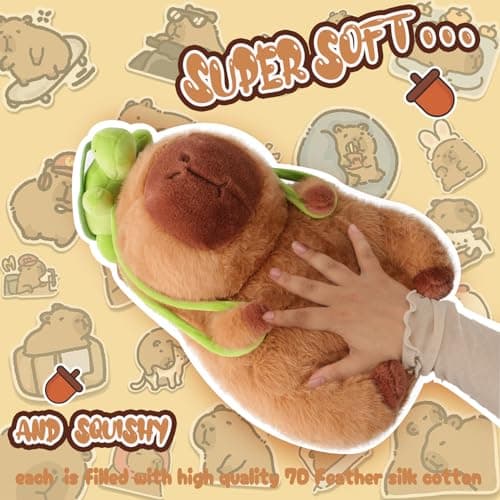 Kawaii Capybara Plush Toy for Kids and Adults - 9 Inch Cute Capybara Stuffed Animal with Turtle Backpack