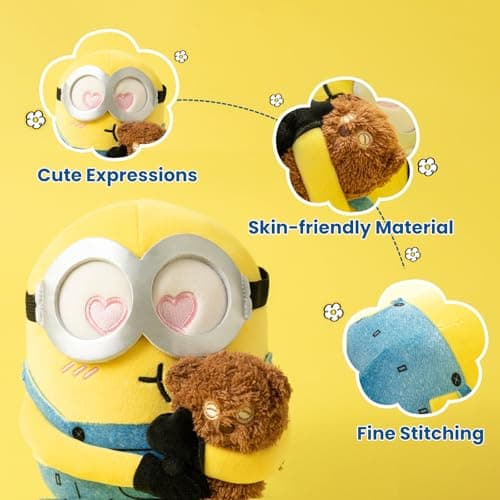 MINISO 8" Minions Stuffed Animals Plush Toys for Kids (Bob+Tim) Cute Sleeping Bedding Kawaii Plushies Pillow