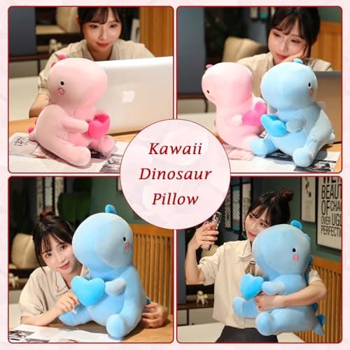 SQEQE Dinosaur Stuffed Animal for Her Boys Girls Girlfriend, Valentine Day Sweet Romantic Anniversary Birthday Gift(Pink
