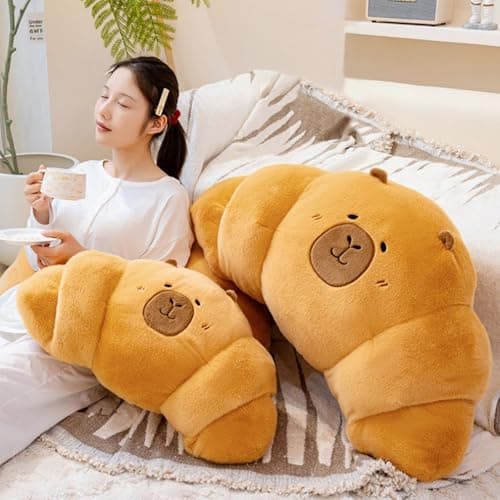 PEACH CAT Capybara Plush Pillow for Kids Soft Food Stuffed Animals 19.7" CroissantGift