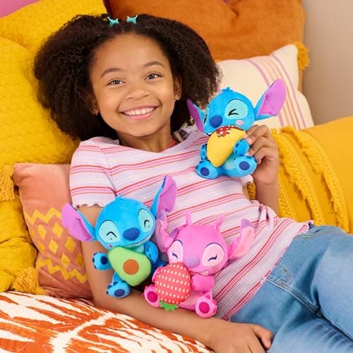 Disney Stitch Small 7-inch Plush Stuffed Animal Toys for Kids Ages 2 Up with Taco Scene Just Play