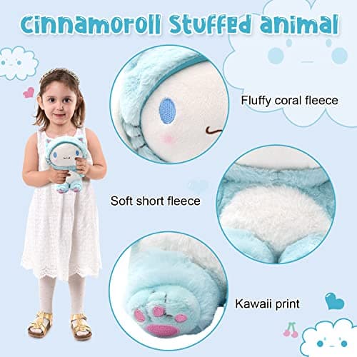 Cinnamoroll Plush Doll 8", Super Lovely Kitty My Melo Anime Plush Figure Toy, Ideal Birthday Easter Gift for Kids, Blue