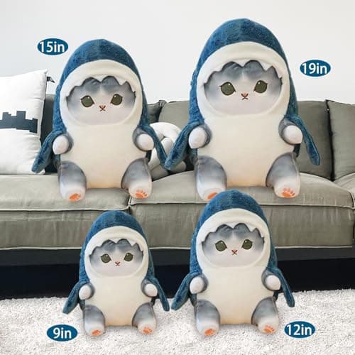Kawaii Shark Cat Plush Toy Stuffed Animal Doll for Kids (Blue - Grey, 9 inch)  
Kawaii Shark Cat Plush Toy Stuffed Anima