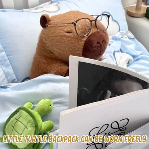 Kawaii Capybara Plush Toy for Kids and Adults - 9 Inch Cute Capybara Stuffed Animal with Turtle Backpack