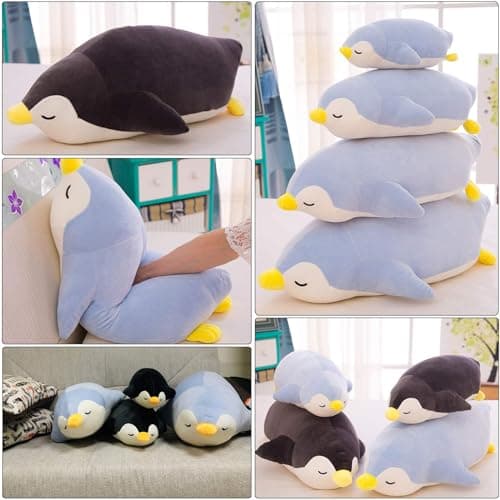 DENTRUN Penguin Stuffed Animals Bulk Kids Girls Boys Adults Birthday Xmas Halloween Blue Black