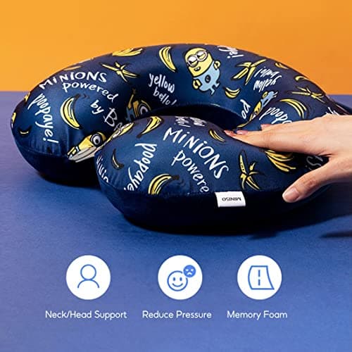 MINISO Minions Travel Neck Pillow with Eye Mask