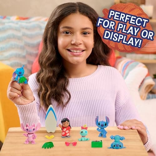 Just Play Disney Stitch Collectible Figure Set for Kids Ages 3+, Home Decoration, 11-Piece 2-inch Figurines Set with Acc