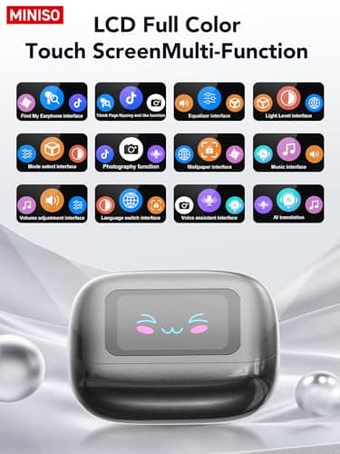 MINISO AI Translation Earbuds Real Time with LCD Touchscreen for Travel & Business, 3-in-1 Language Translator Bluetooth