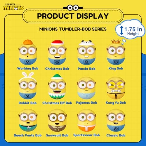 Minions Blind Box Figures for Adults & Kids Ages 3+, Tumbler Bob Series Action Figures, Despicable Me Collectible Toys f