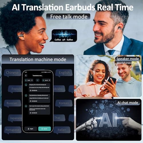 IAMJOY Real Time AI Language Translation Earbuds for Travelers and Business Professionals with Open Ear Clip-On Design,
