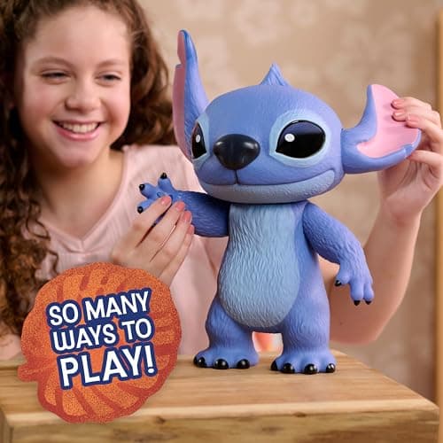 Disney Stitch Live-Action Larger Than Life 14-inch Vinyl Figure for Kids Ages 3+, Poseable Figurine, Inspired by New Lil