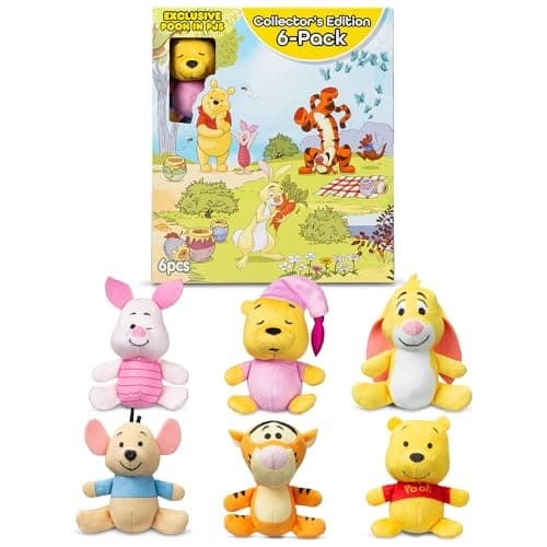 Winnie The Pooh and Pals 6 Pack Miniature Plush Figure for Kids Ages 4+ - Soft Suffed Animal Toy