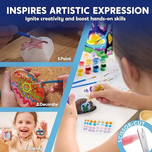 JOYIN Glow in The Dark Rock Painting Kit for Kids Ages 6-12