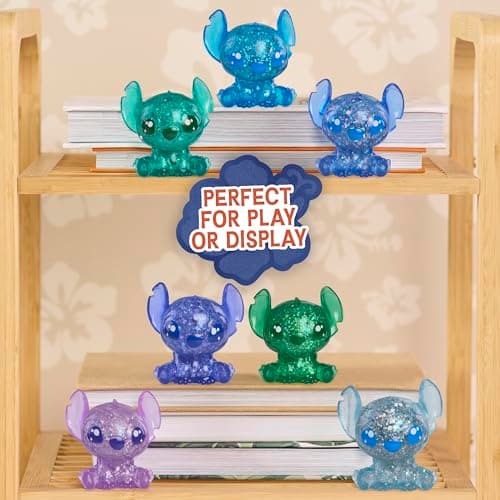 Just Play Disney Stitch Squish-a-Stitch 3-Pack Mystery Glitter Figurines, 2-inch Squishy Fidget Toys, Blind Box for Kids