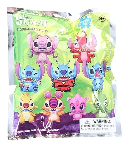 Disney Stitch Series 5-3D Figural Foam Bag Clip for Blind Bag Collectors | Unique Random Edition | Perfect for Disney Fa