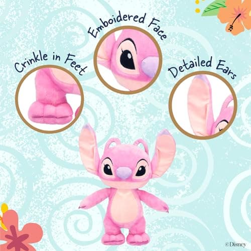 Disney Baby Lilo & Stitch Angel Soft Huggable Stuffed Animal for Kids, Cute Plush Toy for Toddler Boys and Girls, Pink A