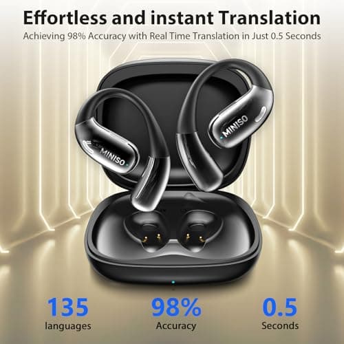 MINISO AI Translation Earbuds Real Time Language Translator for Travel Business & Learning Fit iOS & Android