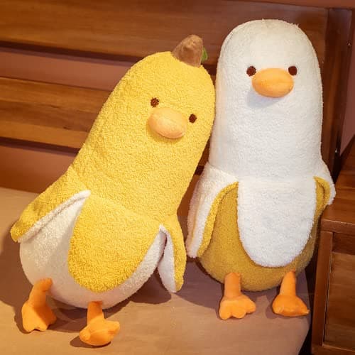 PEACH CAT Banana Duck Plush Toy for Kids White 19.7" Hugging Pillow