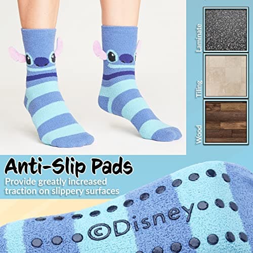 Disney Fluffy Socks Women, Stitch Multipack Slipper Socks - Perfect Gift for Ladies, OEKO-TEX STANDARD 100 Certified Com