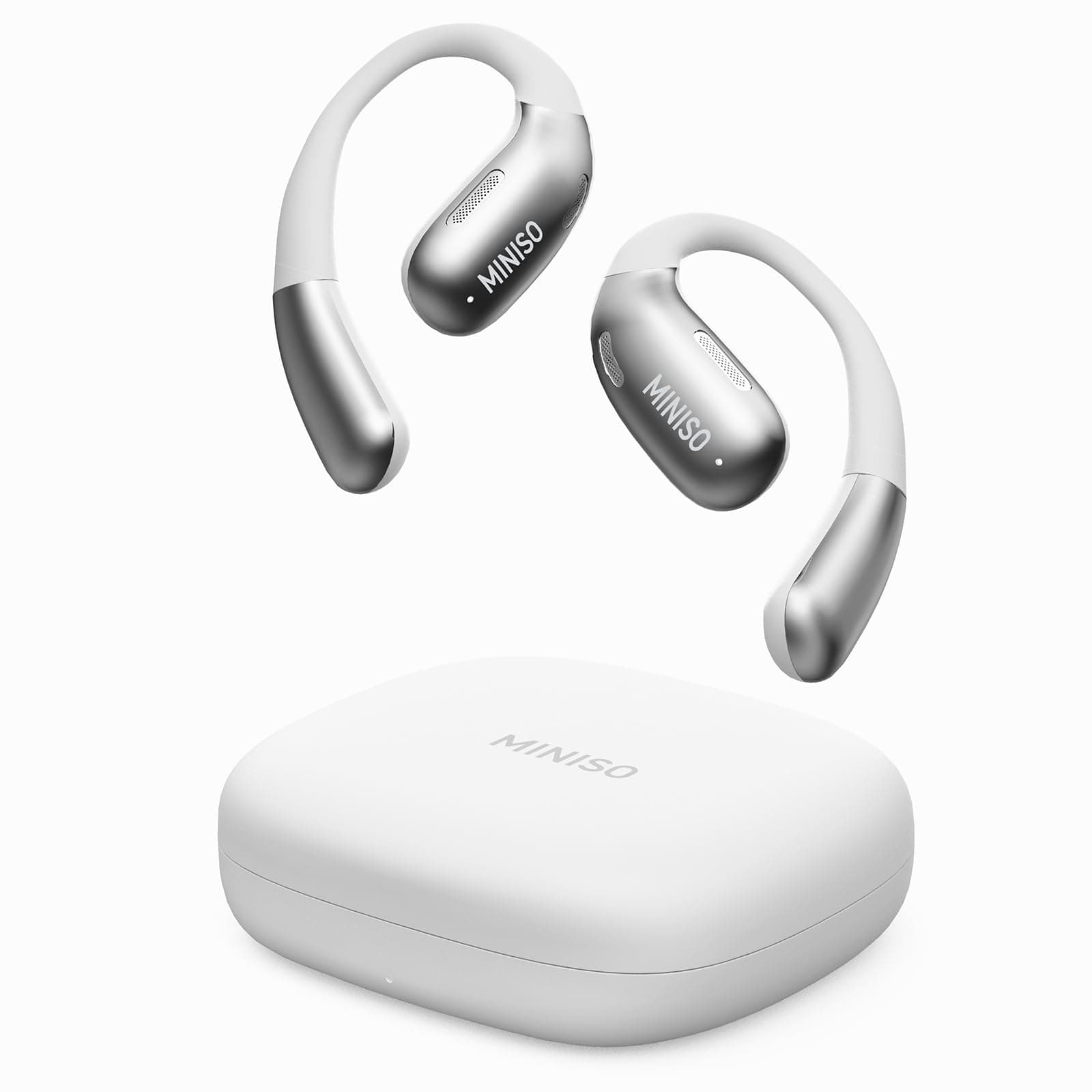 MINISO X28 AI Translation Earbuds White for Travel Business Learning Open Ear Headphones Wireless Bluetooth Air Conducti