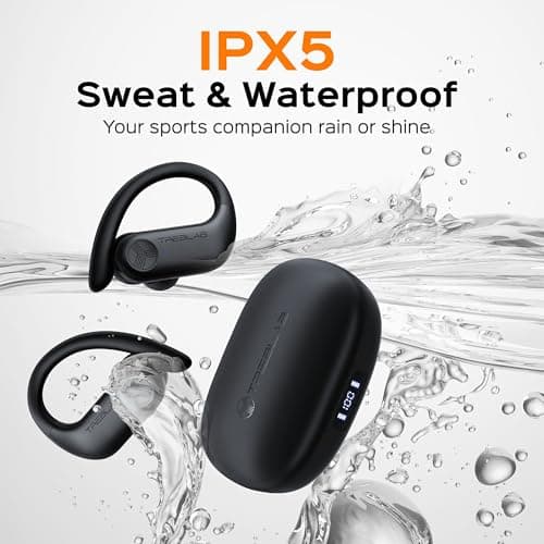 TREBLAB X3 Pro Sport True Wireless Earbuds for Workout, Punchy Bass and Noise Isolation, 145H Playtime